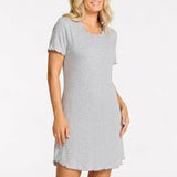 Damella - Josefine Kortærm Natkjole Grey Melange