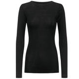 Mey - Wool & Silk Langærmet T-shirt Sort