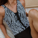 Lentiggini swimwear - Frill Badedragt Black/Offwhite