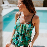 Lentiggini swimwear - Triple Tankini Sæt Black/Aqua
