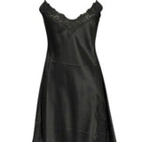 Lady avenue - Silke Chemise slip med blonde Sort