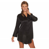 Lady avenue - Pyjamasskjorte Silke Satin Sort