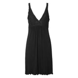 Damella - Natkjole med v-neck Sort