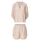 Lingadore - Strand Sæt Dark Beige Stripe