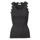 Rosemunde - Classic Silke Top Med Blonde Dark Grey Melange