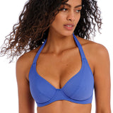 Freya - Jewel Cove Halterneck Top Plain Azure