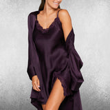 Lady avenue - Silke Chemise med blonde Aubergine