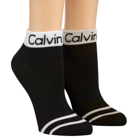 Calvin Klein - 2 pak Coolmax Logo ankel strømpe Sort