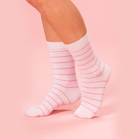 Trofé - 2-pak Bambus Stømpe Smal Strib Rosa