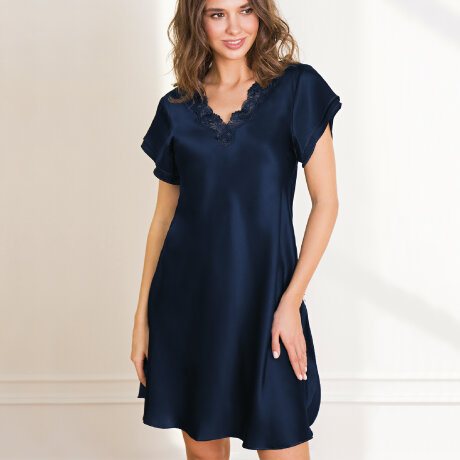 Lady avenue - Silke Natkjole med ærme Indigo Lady avenue - Silke Natkjole med ærme Indigo