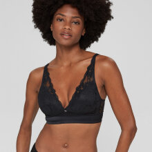 Esprit - Satin Lace Top med vattering Sort