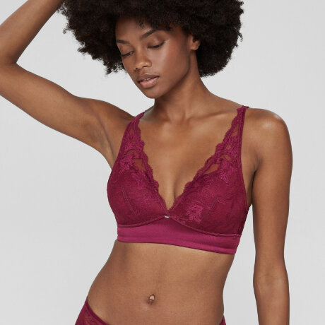 Esprit - Satin Lace Top med vatt Dark Pink Esprit - Satin Lace Top med vatt Dark Pink