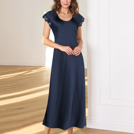 Lady avenue - Silke Natkjole Lang med kort ærme Indigo