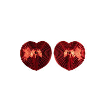 Byebra - Hjerte Nipple Cover i røde Pallietter
