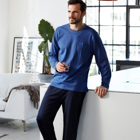 JBS Herre - Bomuld Pyjamas Sæt Jersey Blå