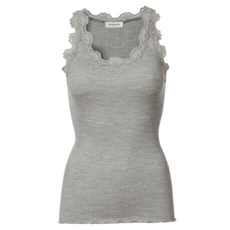 Rosemunde - Classic Silke Top med Blonde Light Grey Melange