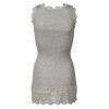 Rosemunde - Silke Top med blondekant Light Grey Melange