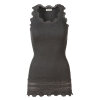 Rosemunde - Silke Top med blondekant Dark Grey MElange