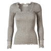 Rosemunde - Silke Bluse med Blondekant Light Grey Melange
