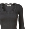 Rosemunde - Silke Bluse med Blondekant Dark Grey Melange