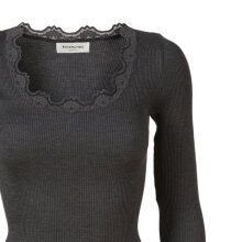 Rosemunde - Silke Bluse med Blondekant Dark Grey Melange