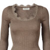 Rosemunde - Silke Bluse med Blondekant Brown Melange