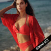 LingaDore - Vatteret Triangle Bikini Sæt Tomato Red