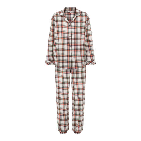 Lady avenue - Bomuld Flannel Pyjamas Coffe/Army Lady avenue - Bomuld Flannel Pyjamas Coffe/Army