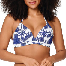 LingaDore - Print Vatteret Triangle Top Blue White