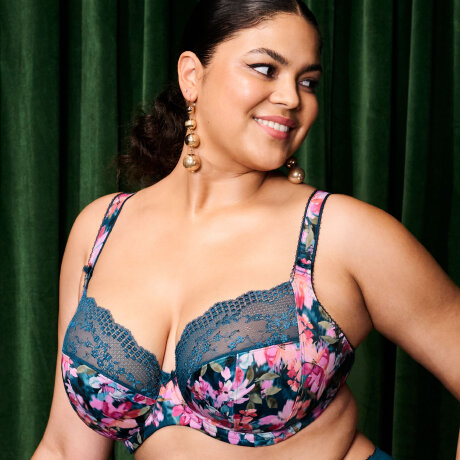 Elomi - Lucie Plunge BH Teal Floral Elomi - Lucie Plunge BH Teal Floral