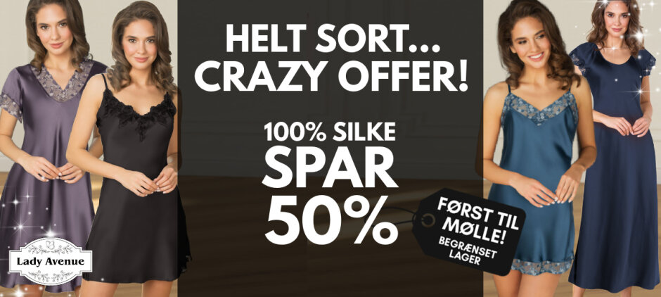 HELT SORT TILBUD - 50% på Lady Avenue Silke HELT SORT TILBUD - 50% på Lady Avenue Silke