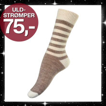 Festival - Alpaka Uld Strømper Stribet Sand/Offwhite Festival - Alpaka Uld Strømper Stribet Sand/Offwhite