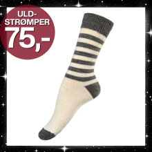 Festival - Alpaka Uld Strømper Stribet Offwhite/Grey Festival - Alpaka Uld Strømper Stribet Offwhite/Grey
